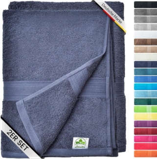 leevitex® Saunatuch Frottee XXL, (2-St), 80x200 cm, extra groß & saugfähig, Navyblau/Marine