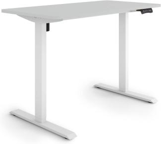 ESMART Germany ETX-121WG 120x60 cm Hellgrau Ergonomischer Steh-Sitz-Schreibtisch Stufenlos elektrisch höhenverstellbar 73,5-123,5cm 3X Memory Aktivitätserinnerung Soft-Start/Stopp Schnelle Montage