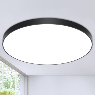 LED Deckenleuchte Lampe Decke Deckenlampe LED Ø28cm 24W/6500K/2000LM/IP44 Wasserfest Badlampe Rund Modern Schlicht für Badezimmer, Schlafzimmer, Wohnzimmer, Küchenlampe, Kinderzimmer, Balkon-Schwarz
