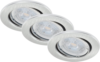 Di-Ka LED Einbauleuchte Dimm 3er Set alu Ø 8,6 cm GU10 5,5 W