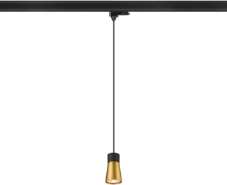 SLV PURI 2.0 Cone, 3~ Pendelleuchte, GU10, Pendellänge 200cm, 1x max. 6W, schwarz / gold - Leuchten mit 3 Phasen Adapter 230V