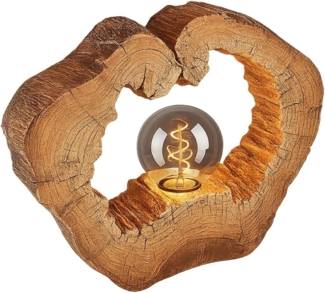 Tischleuchte, Baumscheibe, Holzoptik, H 25,5 cm
