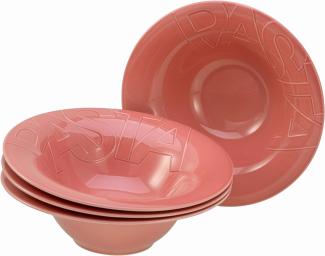 CreaTable 21669 Gourmet Pastateller Porzellan Ø 27 cm, rot, 4-teilig (1 Set)