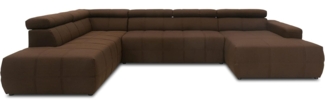 DOMO. collection Brandon Sofa, Wohnlandschaft mit Rückenfunktion in U-Form, Polsterecke Eckgarnitur Polstergarnitur, Dunkelbraun, 228 x 359 x 175 cm