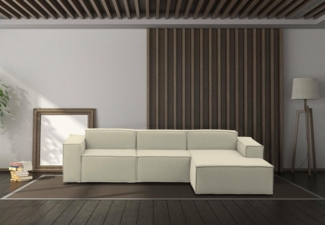 Talamo Italia - Sofa mit Halbinsel Giovanna, modulares Sofa mit rechter Halbinsel, modernes Stoffsofa, 100 % Made in Italy, 300 x 170 x 70 cm, Beige