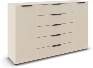 Rauch Möbel Flipp, Kommode für Schlafzimmer, Kinderzimmer, Wohnzimmer, Jugendzimmer, Flur, Garderobe, 2-türig, 5 Schubladen, mit Softclose-Funktion, Farbe Beige, Breite 160 cm