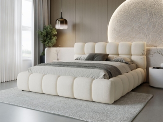 GrainGold Polsterbett mit Bettkästen MODO, Modern Bett mit Kopfteil - 180x200 cm, Beige (1x Bett)