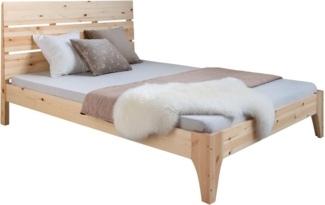 Homestyle4u Holzbett, Kiefernholz natur, 140x200 cm