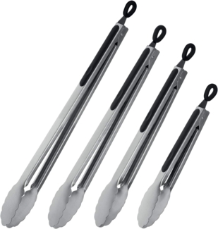 Bremermann Grillzangen-Set, 4-teilig, Größen: XL (44,5 cm), L (40,5 cm), M (35,5 cm) & S (28 cm)