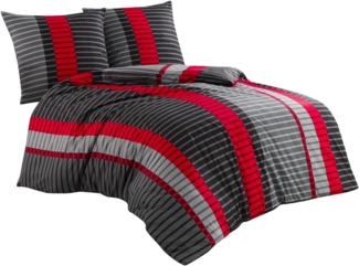 CLASS HOME COLLECTION Bettwäsche Renforce Bettbezug 135x200 155x200 200x200 200x220 Wind Rot, 100% Baumwolle, 3 teilig, 100% Baumwolle, angenehmes Hautgefühl, gestreift, modern, rot