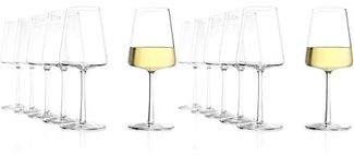 Stölzle Lausitz Power Weißweinkelch 402 ml 12er Set Weißweingläser spülmaschinenfest bleifreies Kristallglas hochwertige Qualität elegant und bruchbeständig 1590002 + Gratis 4er Set EKM living Edelstahl Trinkhalme