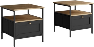 Vicco Nachtschrank Lunis, Schwarz, 45 x 47 cm 2er Set