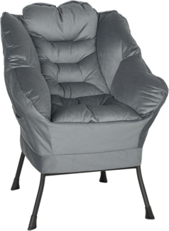 HOMCOM Relaxsessel Sessel Wohnzimmer Loungesessel mit Seitentasche, Stahlbeine (Polstersessel, 1-St, Einzelsessel), für Schlafzimmer, Wohnzimmer, Blau