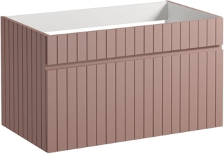 Vente-unique - Waschbeckenunterschrank hängend - Streifen-Optik - Rosa - 80 cm - SATARA