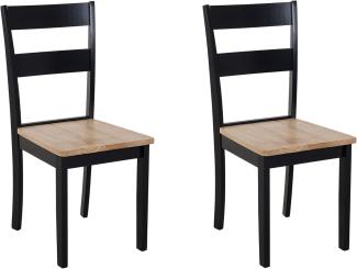 Esszimmerstuhl Holz hellbraun / schwarz 2er Set GEORGIA