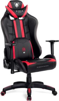 Diablo X-Ray Gaming Stuhl für Kinder Bürostuhl Gamer Chair Schreibtischstuhl 4D Armlehnen Ergonomisches Design Kunstleder Perforation Wippfunktion Schwarz-Rot Kids (S)