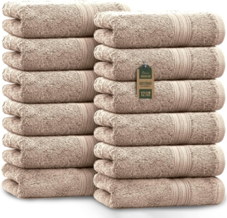 NatureMark 12er Pack Gästetücher Premium Qualität 30x50 cm GÄSTEHANDTUCH Frottiertuch-Set 100% Baumwolle Farbe: Sand/Beige