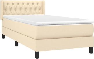 Boxspringbett mit Matratze Stoff Creme 90x200 cm, Härtegrad: H2 [3129926]