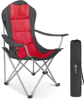 HOMECALL Campingstuhl Hochlehner Klappstuhl Gartenstuhl Angelstuhl, Angenehme Polsterung (Bis 150KG, mit hoher Rückenlehne Armlehne Getränkehalter, 1 St), für Camp Garten Balkon