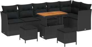 vidaXL Gartensofa-set 9 pcs Schwarz Poly-Rattan 3361504