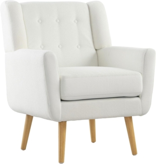 HOMCOM Relaxsessel Sessel Wohnzimmer mit Teddy-Fleece-Optik, Holzbeine (Gepolstert Getuftet Loungesessel, 1-St, Ohrensessel), Polstersessel für Schlafzimmer, Weiß