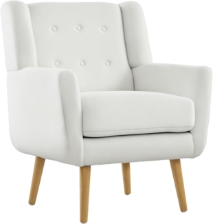 HOMCOM Relaxsessel Sessel Wohnzimmer mit Teddy-Fleece-Optik, Holzbeine (Gepolstert Getuftet Loungesessel, 1-St, Ohrensessel), Polstersessel für Schlafzimmer, Weiß