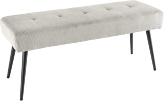 riess-ambiente Sitzbank BOUTIQUE 100cm hellgrau / schwarz (Einzelartikel, 1-St), Wohnzimmer · Cord · Metall · Esszimmer· Flur · Schlafzimmer