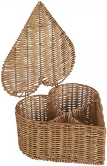 Ib Laursen - Schachtel Herz mit 4 Fächer Herzform Rattan Kästchen Kiste 30958-00