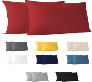 Kissenbezug 40x80 (Set mit 2) - 100% Jersey Baumwolle 150 g/qm Kissenbezüge -Rot - Für Kissen 40x80 cm - Kissenhülle - Kissenbezug - Resistent und Hypoallergen - Dreamzie