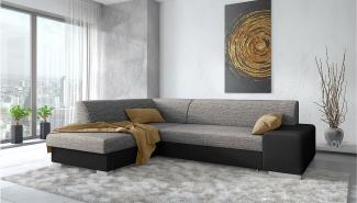 Stylefy Panaro Ecksofa Kunstleder MADRYT Strukturstoff BERLIN Schwarz Dunkelgrau Links mit