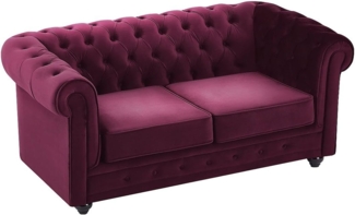 Vente-unique - Sofa 2-Sitzer - Samt - Purpur - CHESTERFIELD