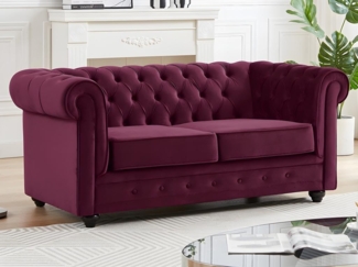 Vente-unique - Sofa 2-Sitzer - Samt - Purpur - CHESTERFIELD