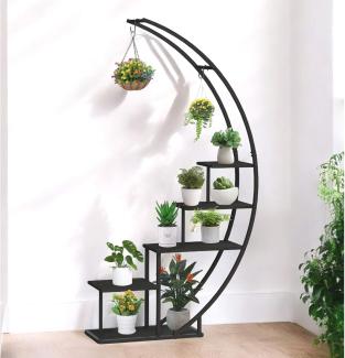 DanDiBo Blumenständer Indoor 170 cm Hoch Metall Schwarz Halbrund 96585 Blumenregal Groß Rund, Blumentreppe Pflanzenständer Modern Design Pflanzenhocker