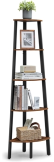 Vasagle Eckregal, Bücherregal mit 5 Ablagen im Industrie-Design, Leiterregal mit Metallrahmen, fürs Wohnzimmer, Büro, Vintage von Songmics LLS35X