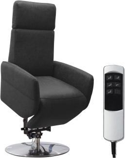 Cavadore TV-Sessel Cobra mit 2 E-Motoren und Aufstehhilfe / Elektrischer Fernsehsessel mit Fernbedienung / Relaxfunktion, Liegefunktion / bis 130 kg / S: 71 x 108 x 82 / Lederoptik Anthrazit
