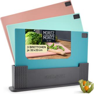 Moritz & Moritz Schneidebrett 3x Schneidebrett Kunststoff Set, Kunststoff, (3er Set), Spülmaschinengeeignet und hygienisch