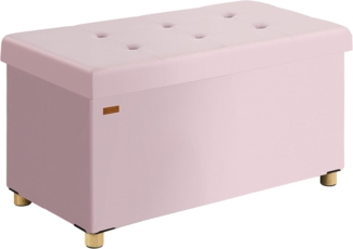 Casaria Sitzbank, Samt Rosa Faltbar mit Holzfüßen 76x38cm 300kg Belastbarkeit Flur