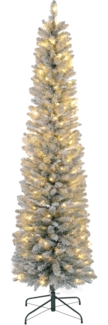 HOMCOM Künstlicher Weihnachtsbaum 210 cm, mit 180 LED-Lichten, flammhemmend, faltbar Standfuß, Tanne, für Weihnachtsfest, Indoor, grün+weiß