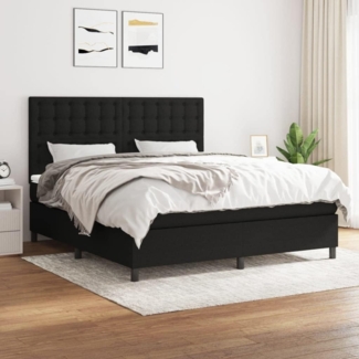 vidaXL Boxspringbett mit Matratze Schwarz 180x200 cm Stoff 3142115