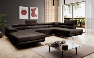 Designer Sofa Lago mit Schlaf und Klappfunktion (Samt) Grau Rechts