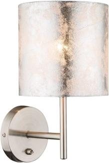 Globo Wandleuchte Wandlampe E14 elegant Textilschirm silber 15188W