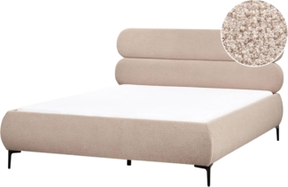 Bett mit Lattenrost Bouclé LESSAY 160 x 200 cm Taupe