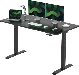 Flexispot E6 Elektrisch höhenverstellbarer Schreibtisch | Ergonomischer Steh-Sitz Tisch mit Memory Funktion | Beugt Rückenschmerzen vor & Macht produktiver(Schwarz, Gestell Schwarz, 160x80 cm)