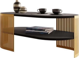 Couchtisch Fahugin Oval Gold II (Farbe: Gold / Schwarz Molet)