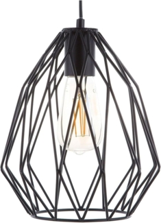 'Magra' Hängeleuchte Schwarz Metall Glühbirnen-Optik Schirm mit Gitter in Diamantform Industrie Design
