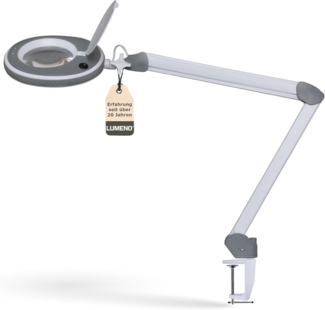 Lumeno Lupenlampe 821X LED dimmbare Lupenlampe mit kristallklarer 127mm Linse, LED fest integriert, Kaltweiß, 6500 K