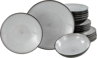 CreaTable, 23964, Serie Malmö, 18-teiliges Geschirrset, Teller Set aus Steinzeug, spülmaschinen- und mikrowellengeeignet, Qualitätsproduktion