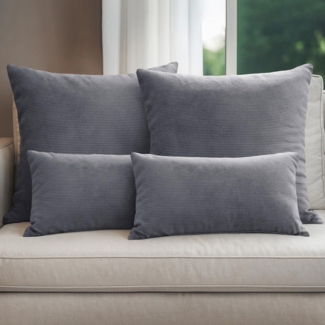 Selfitex Dekokissen 4er Set Cord Kissen inkl. Füllkissen, 2x 50x50 & 2x 30x50, robuster Bezug mit satten Farben, weiches Füllkissen