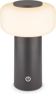 BRILONER - LED Tischlampe kabellos IP44 mit Touch, dimmbar, Akku & Lichtquelle tauschbar, Nachttischlampe, Leselampe, LED Lampe, Dekolampe, Tischleuchte, Akku Lampe, 13x20,6 cm, Anthrazit