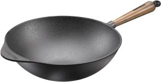 Skeppshult Wok Gusseisen mit Walnussholzgriff 32 cm - Schwarz - 29 bis 32 cm